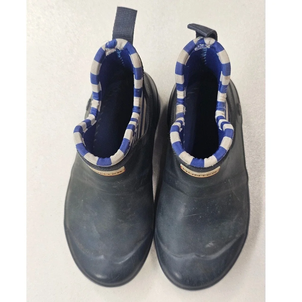 Hunter Kids First Classic Chelsea Rain Boots Navy Blue Striped Size 1 Waterproof